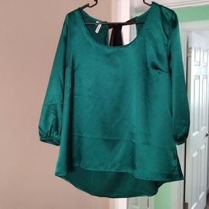 Emerald green low back blouse XL